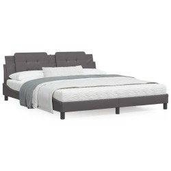vidaXL Estructura de cama con cabecero cuero sintético gris 180x200cm