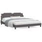 vidaXL Estructura de cama con cabecero cuero sintético gris 180x200cm vidaXL Estructura de cama con cabecero cuero sintético gris 180x200cm