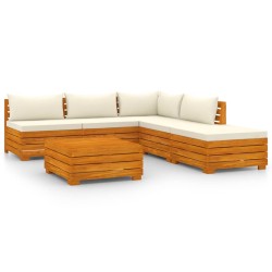 vidaXL Muebles de jardín 6 piezas con cojines madera maciza de acacia 