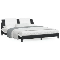 vidaXL Estructura de cama con cabecero cuero sintético negro y blanco