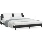 vidaXL Estructura de cama con cabecero cuero sintético negro y blanco vidaXL Estructura de cama con cabecero cuero sintético negro y blanco