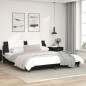 vidaXL Estructura de cama con cabecero cuero sintético negro y blanco vidaXL Estructura de cama con cabecero cuero sintético negro y blanco