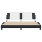vidaXL Estructura de cama con cabecero cuero sintético negro y blanco vidaXL Estructura de cama con cabecero cuero sintético negro y blanco