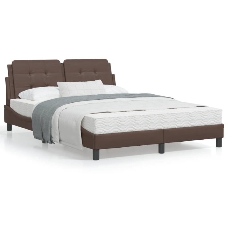 vidaXL Cama con colchón cuero sintético marrón 120x200 cm