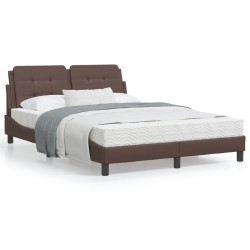 vidaXL Cama con colchón cuero sintético marrón 140x200 cm