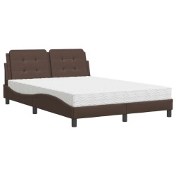 vidaXL Cama con colchón cuero sintético marrón 140x200 cm