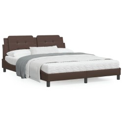 vidaXL Cama con colchón cuero sintético marrón 160x200 cm