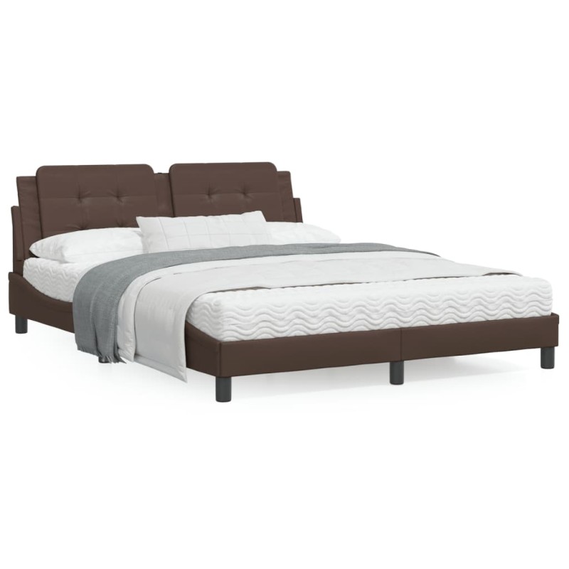 vidaXL Cama con colchón cuero sintético marrón 160x200 cm vidaXL Cama con colchón cuero sintético marrón 160x200 cm