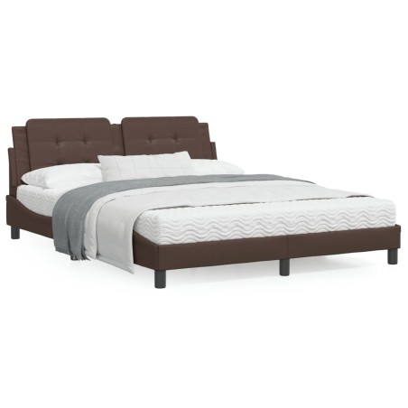 vidaXL Cama con colchón cuero sintético marrón 160x200 cm