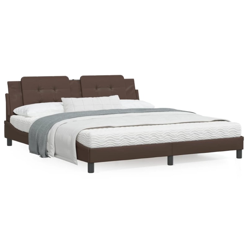 vidaXL Cama con colchón cuero sintético marrón 180x200 cm vidaXL Cama con colchón cuero sintético marrón 180x200 cm