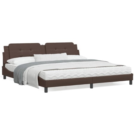 vidaXL Cama con colchón cuero sintético marrón 200x200 cm