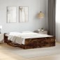 vidaXL Cama con cajones madera de ingeniería roble ahumado 135x190 cm vidaXL Cama con cajones madera de ingeniería roble ahumado 135x190 cm