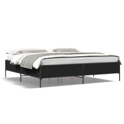 vidaXL Estructura de cama madera de ingeniería y metal negro 180x200cm
