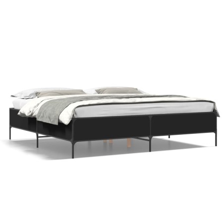 vidaXL Estructura de cama madera de ingeniería y metal negro 180x200cm