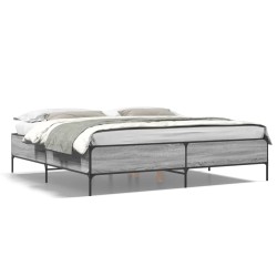 vidaXL Estructura cama madera ingeniería metal gris Sonoma 200x200 cm