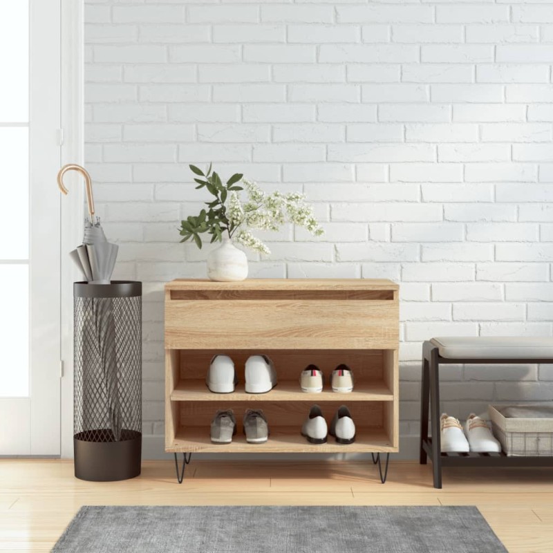 vidaXL Mueble zapatero madera contrachapada roble Sonoma 70x36x60 cm vidaXL Mueble zapatero madera contrachapada roble Sonoma 70x36x60 cm