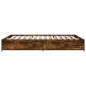 vidaXL Estructura cama madera ingeniería metal roble ahumado 140x200cm vidaXL Estructura cama madera ingeniería metal roble ahumado 140x200cm