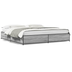 vidaXL Estructura cama madera ingeniería metal gris Sonoma 200x200 cm