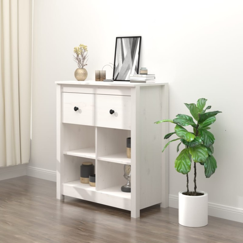 vidaXL Aparador de madera maciza de pino blanco 70x35x80 cm vidaXL Aparador de madera maciza de pino blanco 70x35x80 cm