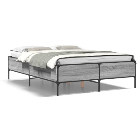 vidaXL Estructura cama madera ingeniería metal gris Sonoma 140x190 cm