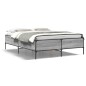 vidaXL Estructura cama madera ingeniería metal gris Sonoma 140x190 cm vidaXL Estructura cama madera ingeniería metal gris Sonoma 140x190 cm