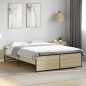 vidaXL Estructura cama madera ingeniería metal roble Sonoma 120x190 cm vidaXL Estructura cama madera ingeniería metal roble Sonoma 120x190 cm