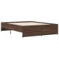 vidaXL Estructura cama madera ingeniería metal marrón roble 150x200 cm vidaXL Estructura cama madera ingeniería metal marrón roble 150x200 cm
