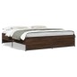 vidaXL Estructura cama madera ingeniería metal marrón roble 200x200 cm vidaXL Estructura cama madera ingeniería metal marrón roble 200x200 cm
