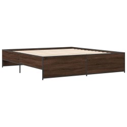 vidaXL Estructura cama madera ingeniería metal marrón roble 200x200 cm