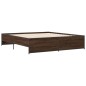 vidaXL Estructura cama madera ingeniería metal marrón roble 200x200 cm vidaXL Estructura cama madera ingeniería metal marrón roble 200x200 cm