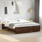 vidaXL Estructura cama madera ingeniería metal marrón roble 200x200 cm vidaXL Estructura cama madera ingeniería metal marrón roble 200x200 cm