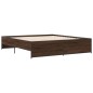 vidaXL Estructura cama madera ingeniería metal marrón roble 200x200 cm vidaXL Estructura cama madera ingeniería metal marrón roble 200x200 cm