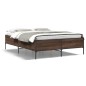 vidaXL Estructura cama madera ingeniería metal marrón roble 150x200 cm vidaXL Estructura cama madera ingeniería metal marrón roble 150x200 cm