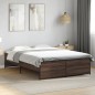 vidaXL Estructura cama madera ingeniería metal marrón roble 140x190 cm