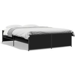 vidaXL Estructura de cama madera de ingeniería y metal negro 120x200cm