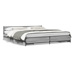 vidaXL Cama con cajones madera ingeniería gris Sonoma 200x200 cm
