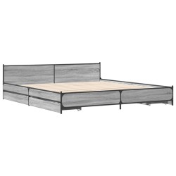 vidaXL Cama con cajones madera ingeniería gris Sonoma 200x200 cm