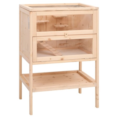 vidaXL Jaula para hámster madera maciza abeto 55x40x80 cm