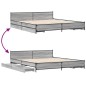 vidaXL Cama con cajones madera ingeniería gris Sonoma 200x200 cm vidaXL Cama con cajones madera ingeniería gris Sonoma 200x200 cm