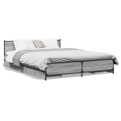 vidaXL Cama con cajones madera ingeniería gris Sonoma 120x190 cm