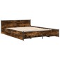 vidaXL Cama con cajones madera de ingeniería roble ahumado 140x200 cm vidaXL Cama con cajones madera de ingeniería roble ahumado 140x200 cm