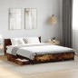 vidaXL Cama con cajones madera de ingeniería roble ahumado 140x200 cm vidaXL Cama con cajones madera de ingeniería roble ahumado 140x200 cm