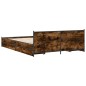 vidaXL Cama con cajones madera de ingeniería roble ahumado 140x200 cm vidaXL Cama con cajones madera de ingeniería roble ahumado 140x200 cm
