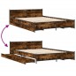 vidaXL Cama con cajones madera de ingeniería roble ahumado 140x200 cm vidaXL Cama con cajones madera de ingeniería roble ahumado 140x200 cm