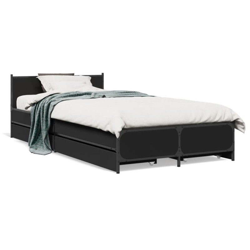 vidaXL Cama con cajones madera de ingeniería negro 90x190 cm vidaXL Cama con cajones madera de ingeniería negro 90x190 cm