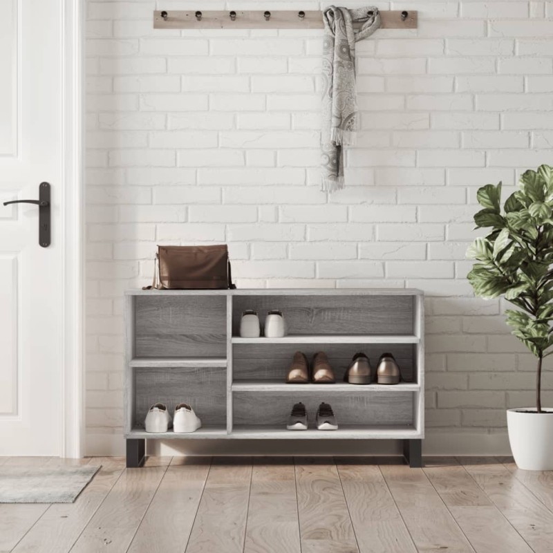 vidaXL Mueble zapatero madera contrachapada gris Sonoma 102x36x60 cm vidaXL Mueble zapatero madera contrachapada gris Sonoma 102x36x60 cm