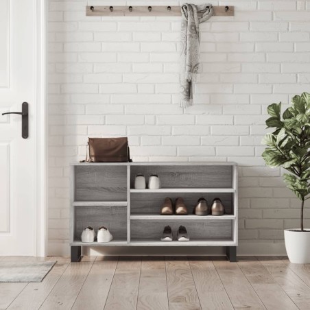 vidaXL Mueble zapatero madera contrachapada gris Sonoma 102x36x60 cm