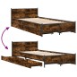 vidaXL Cama con cajones madera de ingeniería roble ahumado 75x190 cm vidaXL Cama con cajones madera de ingeniería roble ahumado 75x190 cm