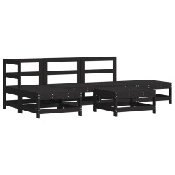 vidaXL Juego muebles de jardín 6 piezas madera maciza pino negro