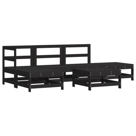 vidaXL Juego muebles de jardín 6 piezas madera maciza pino negro